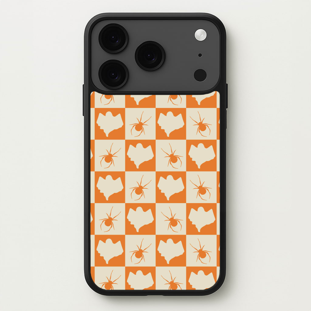Spiders And Ghosts Checkered Pattern II iPhone 17 Pro Case