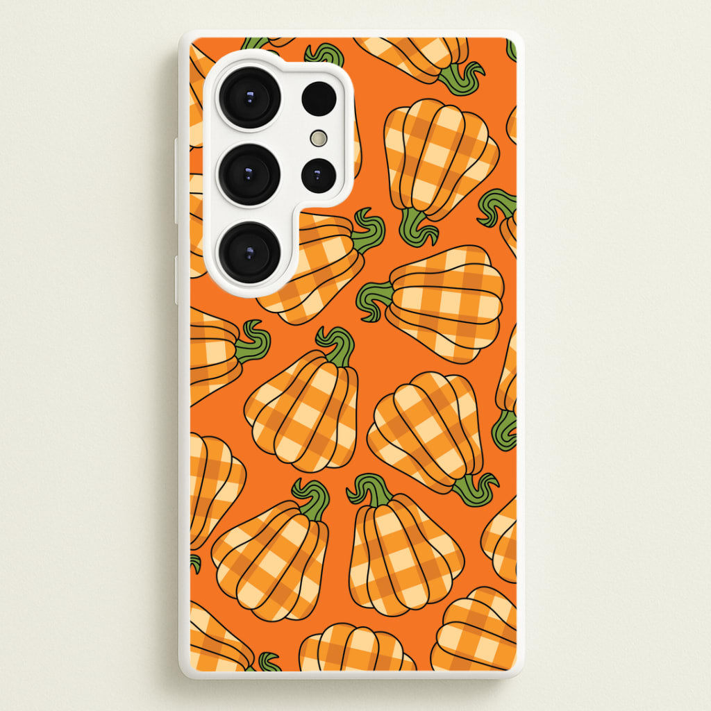 Tartan Pumpkins Pattern Galaxy S25 Ultra Case