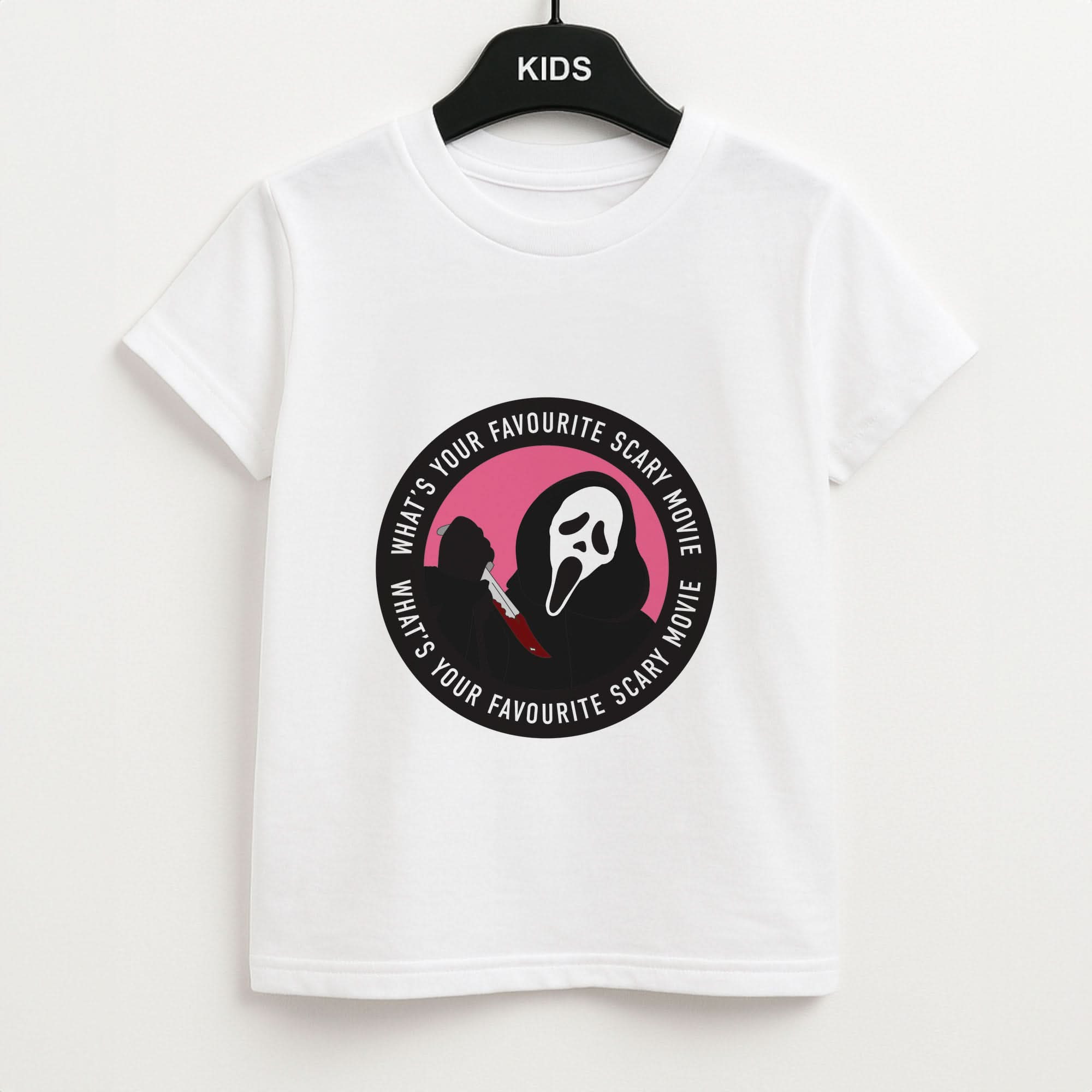 What's Your Favourite Scary Movie Badge Kids Unisex T-Shirt