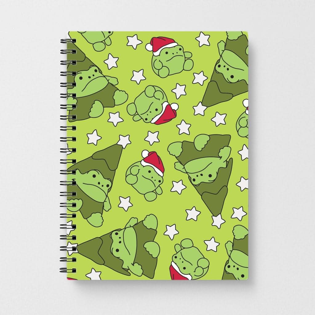 Christmas Frogs And Stars Plush Pattern Notebook