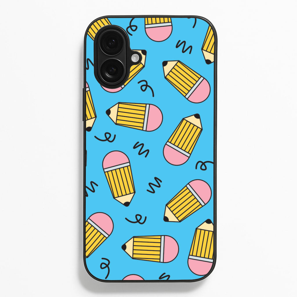 Pencils And Scribbles Pattern iPhone 16 Plus Case