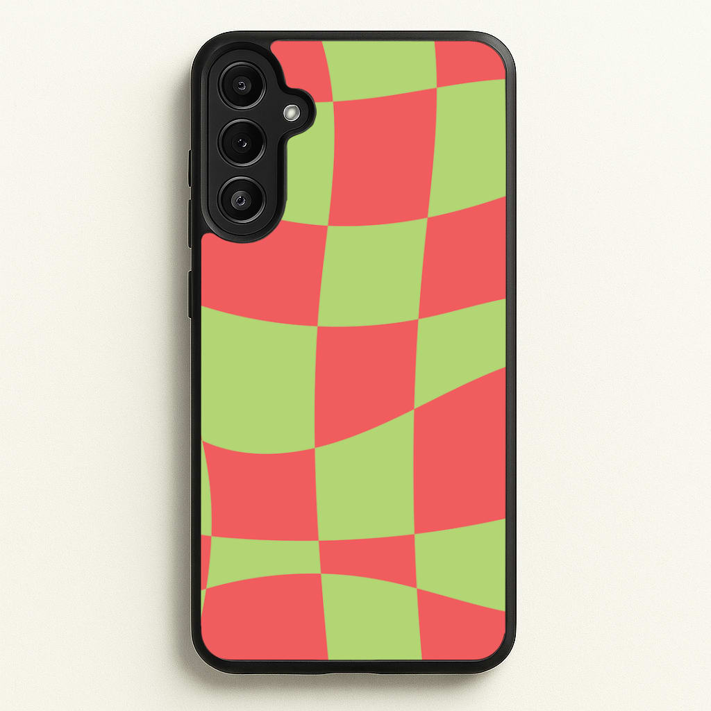 Abstract Red And Green Christmas Pattern Galaxy A34 Case