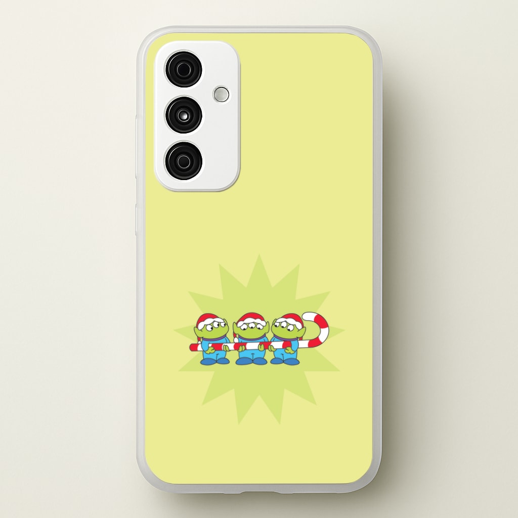 Cute Green Aliens Candycane Galaxy A55 Case