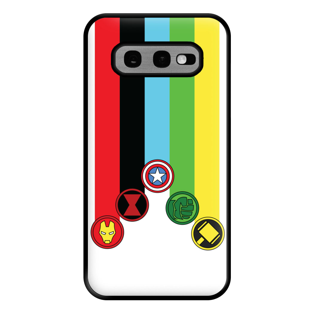 Superhero Team Colourful Symbols Galaxy S10e Case