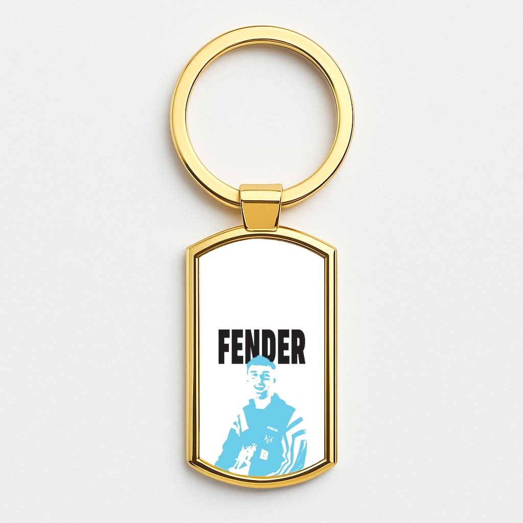 Fender Silhouette Blue Gold Keyring