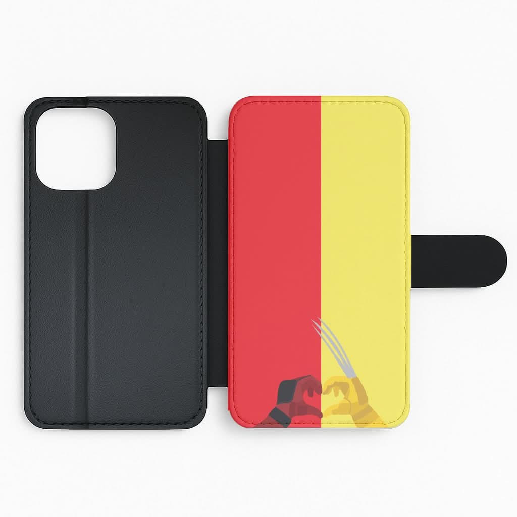 Red And Yellow Heroes Love Heart Flip Phone Case