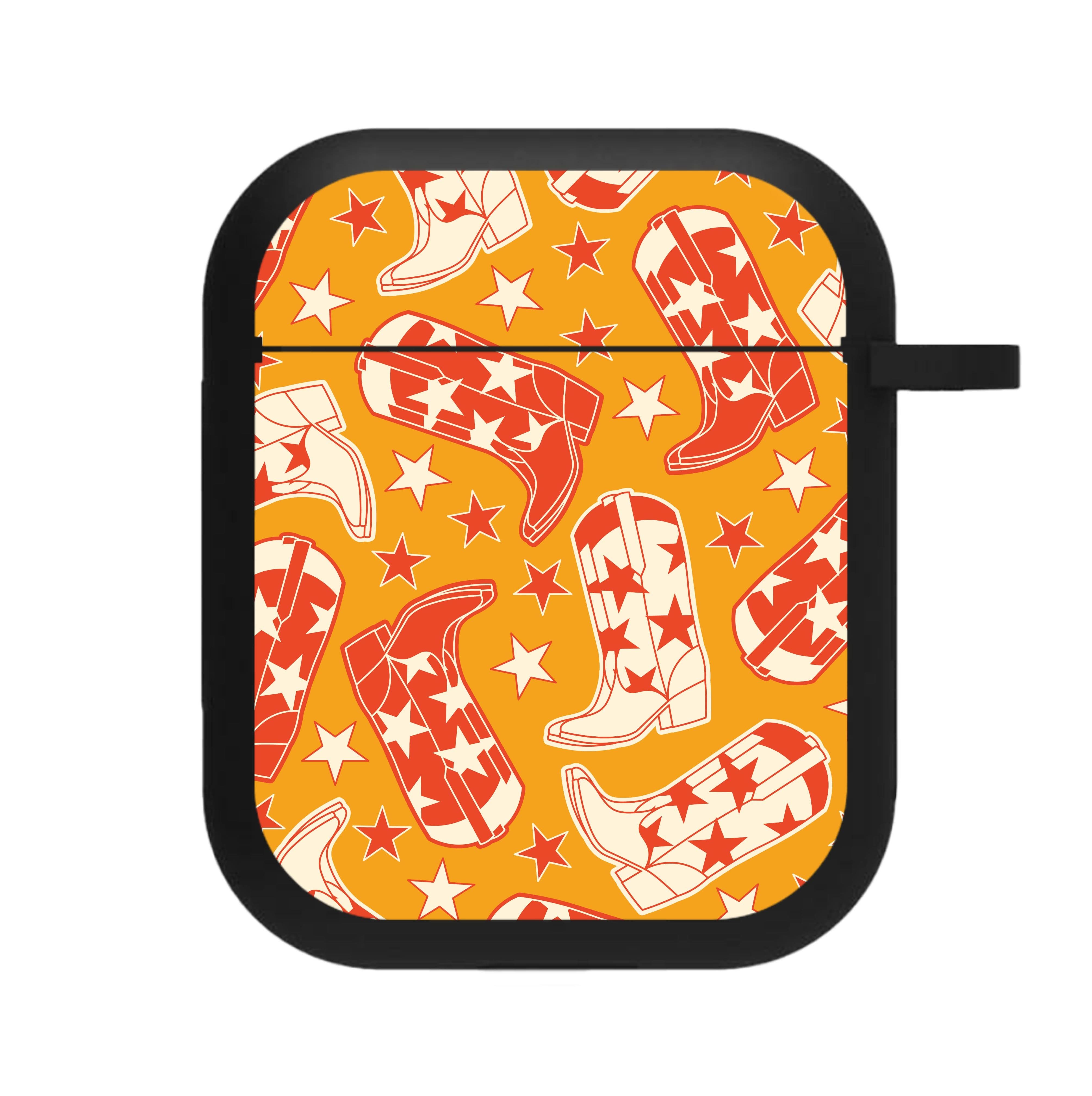 Cartoon Cowboy Boots And Stars Pattern AirPods Case