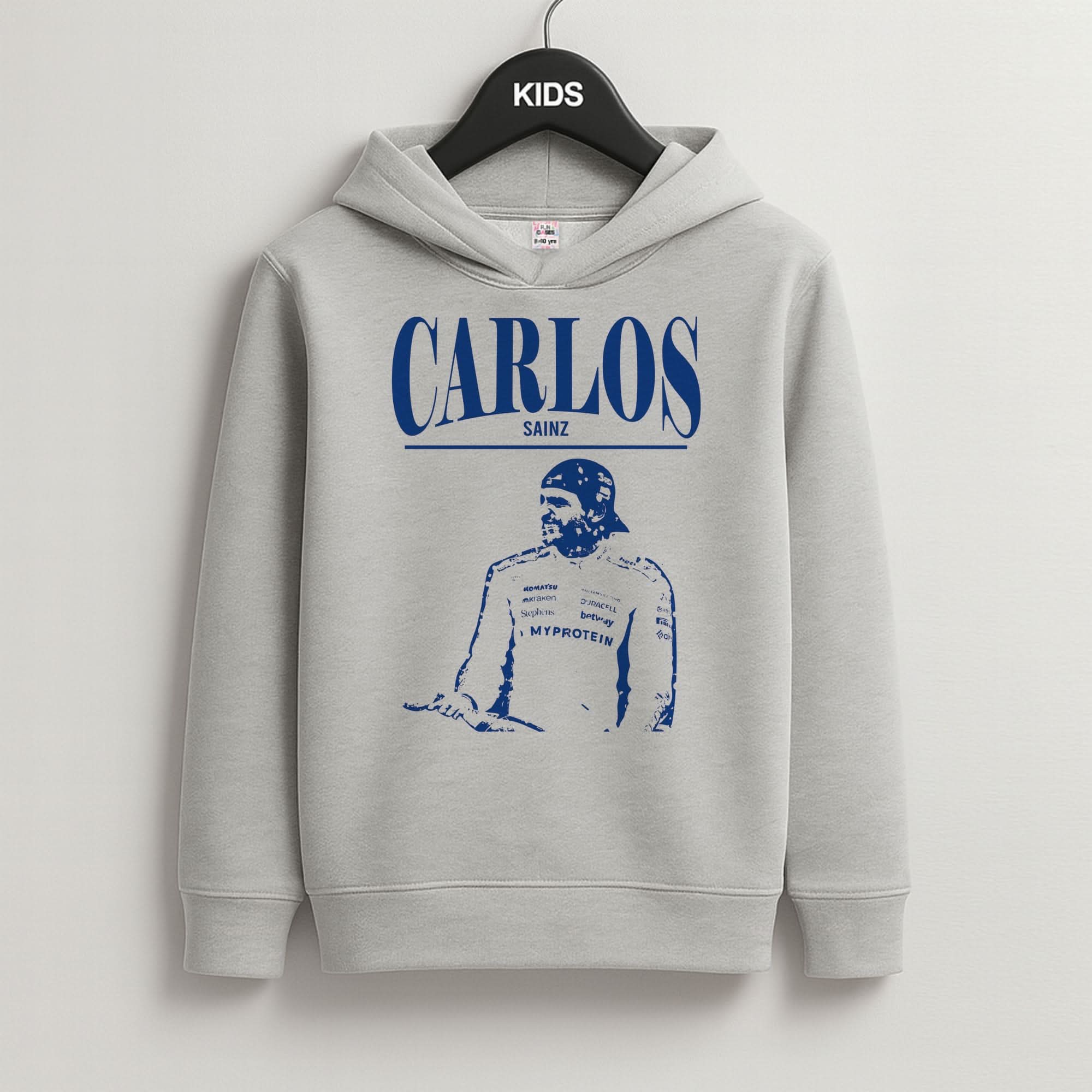 Carlos White And Blue Grey Kids Hoodie