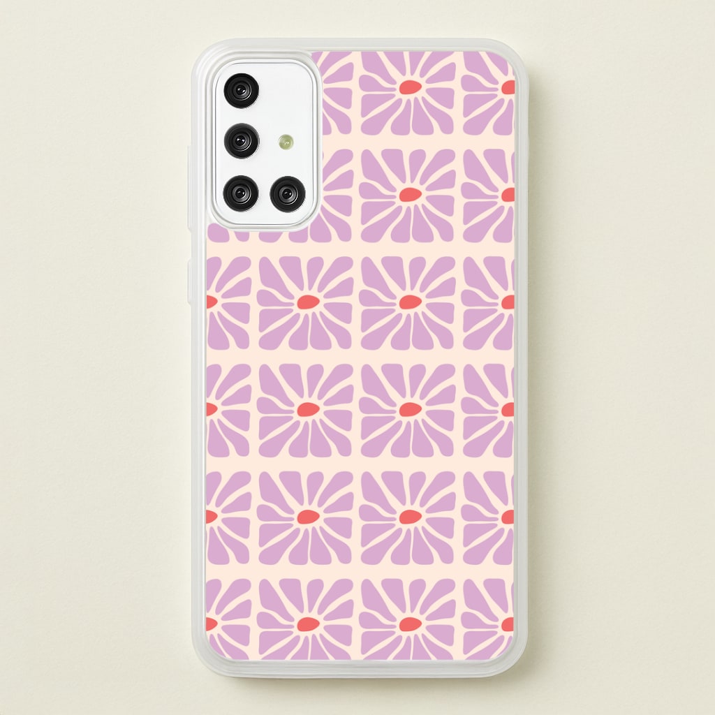 Square Abstract Flowers Mauve Galaxy A71 Case