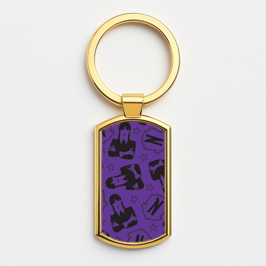 Wednesday Pattern Gold Keyring