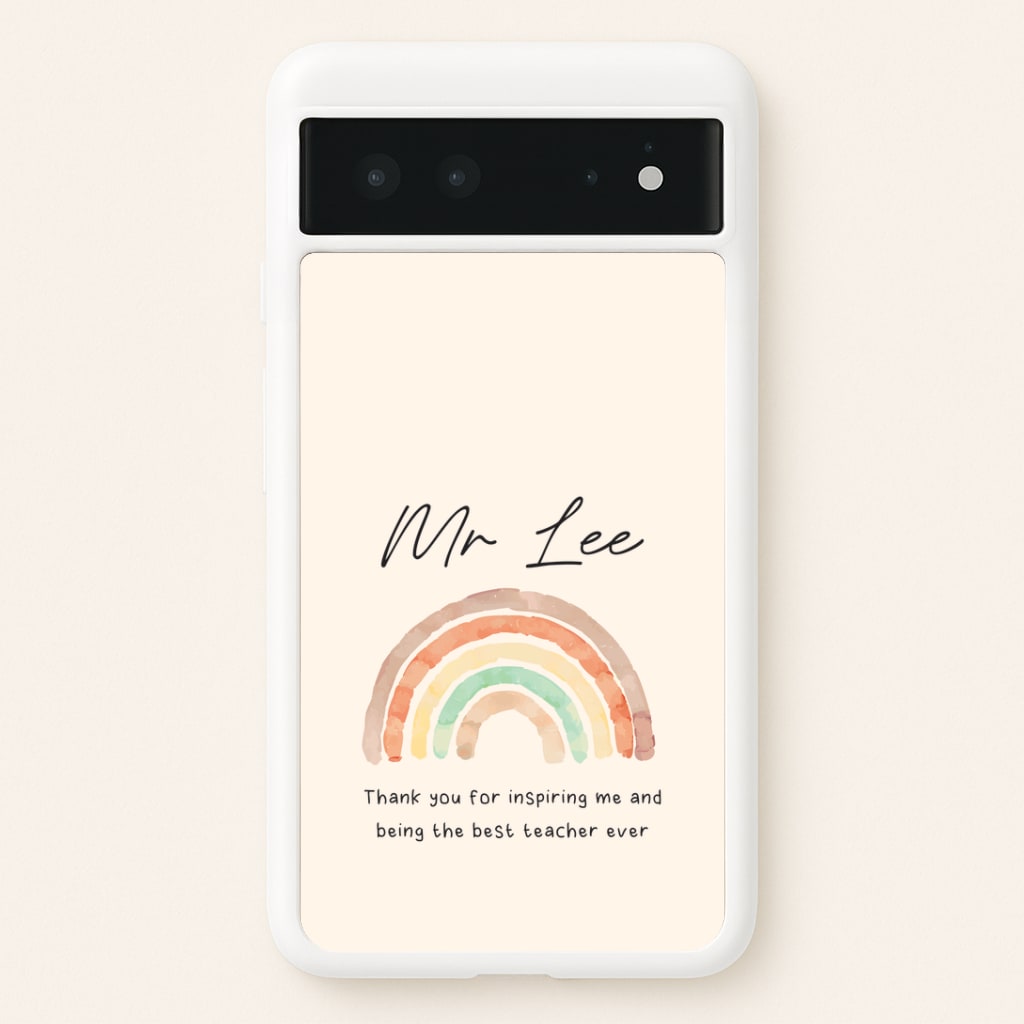 Biege Personalised Teacher Rainbow Google Pixel 6 Case