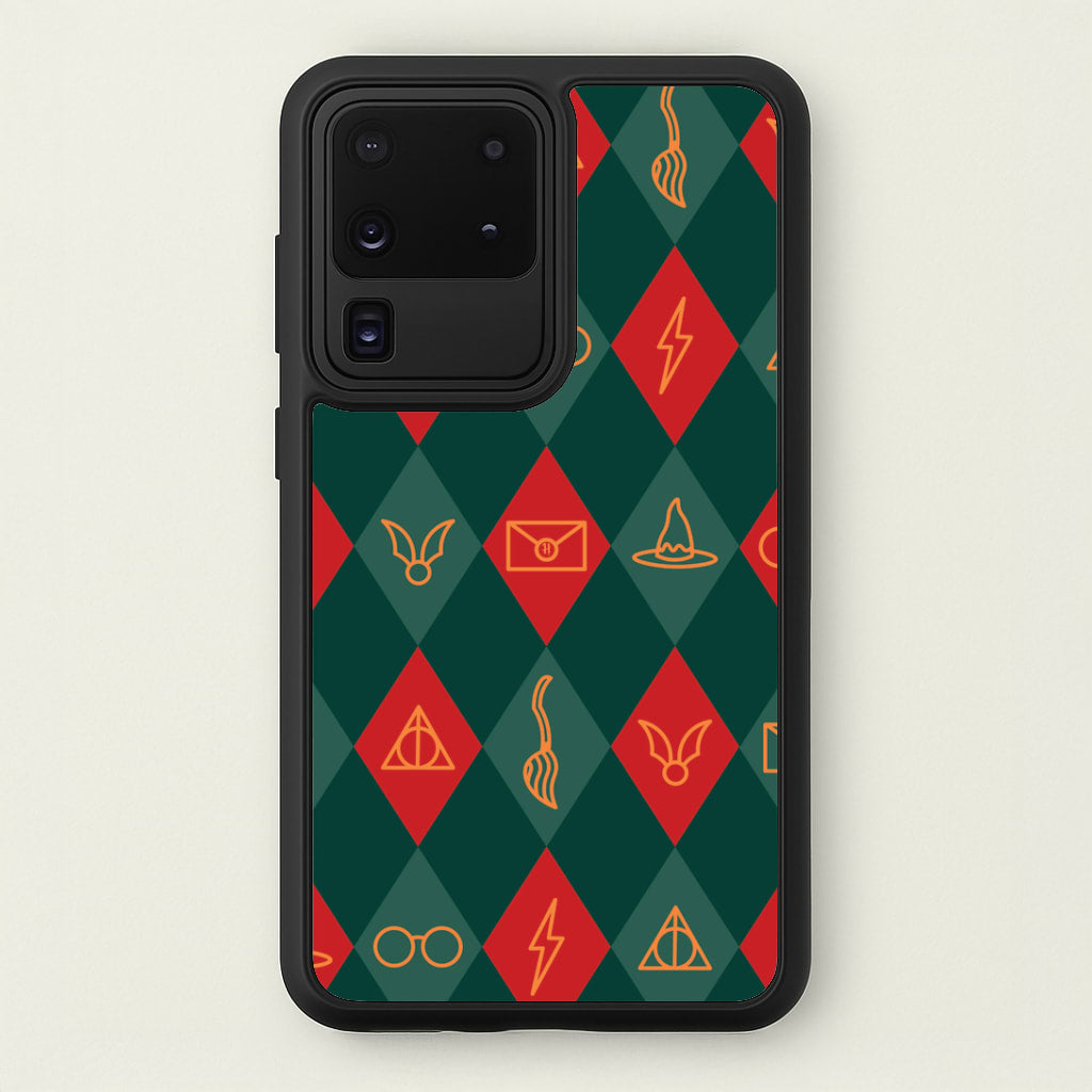 Christmas Wizard Icons Argyle Pattern Galaxy S20 Ultra Case