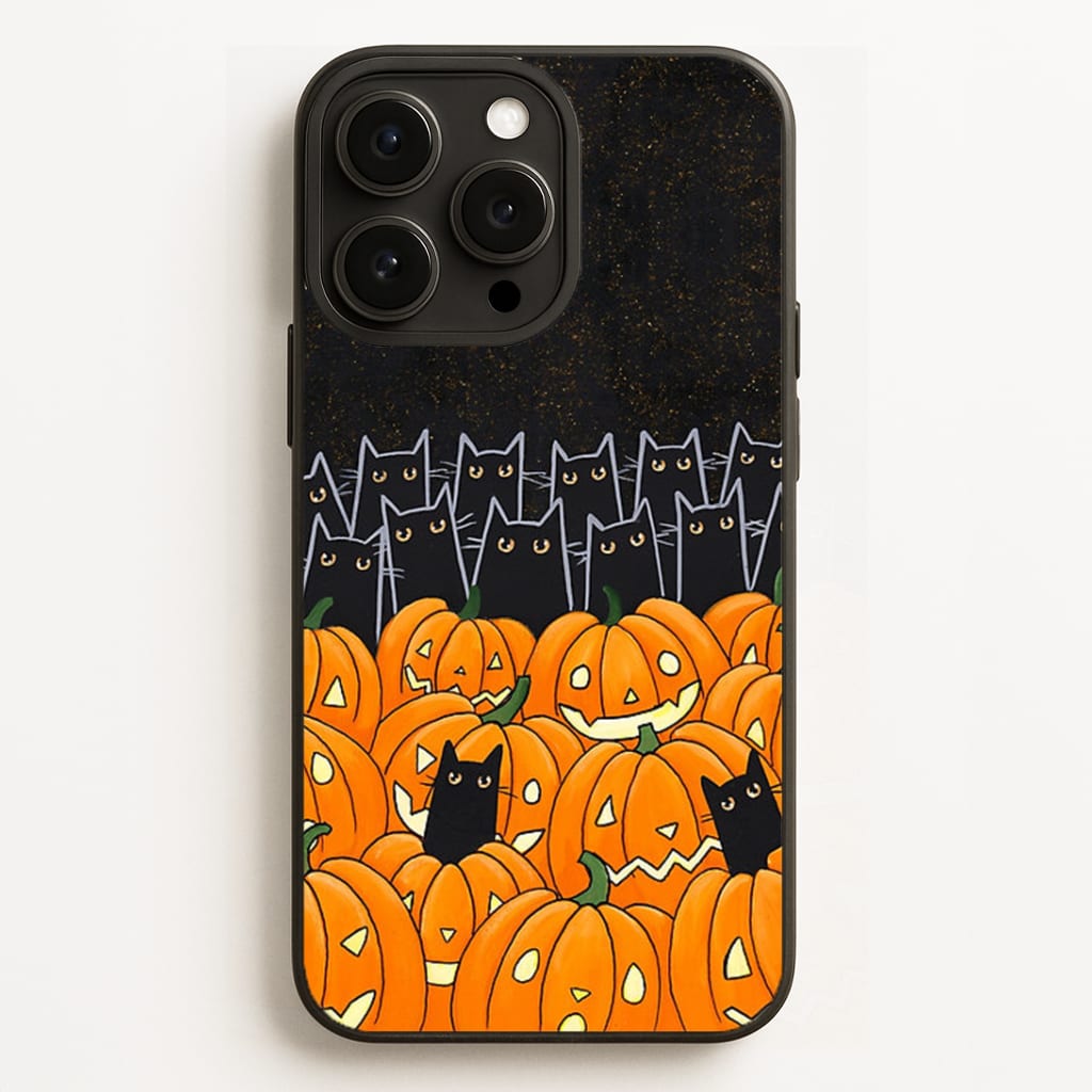 Black Cats & Lanterns - Halloween Phone Case for iPhone, Samsung Galaxy and Google Pixel