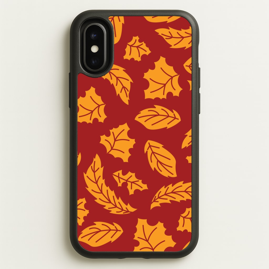 Orange Leaves Pattern iPhone X / XS Case