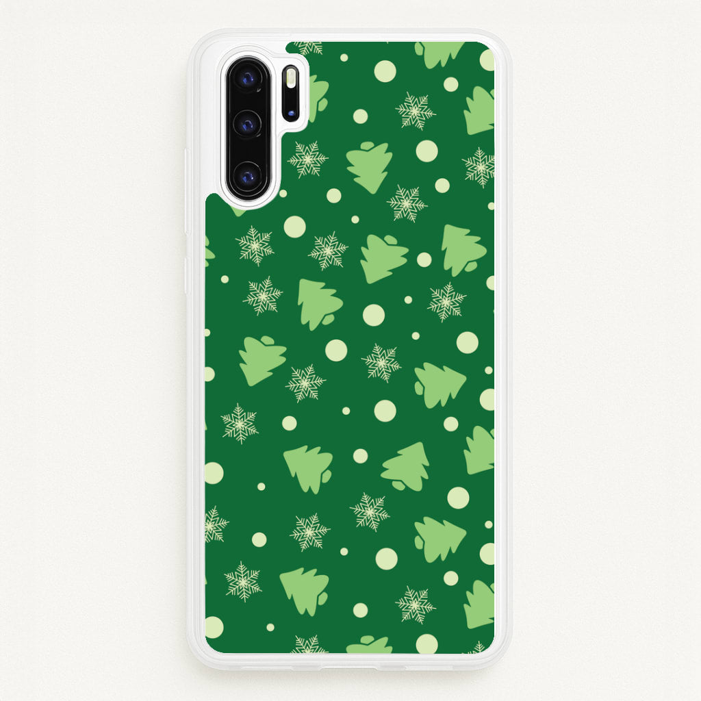 Cartoon Christmas Trees And Snowflakes Pattern Huawei P30 Pro Case