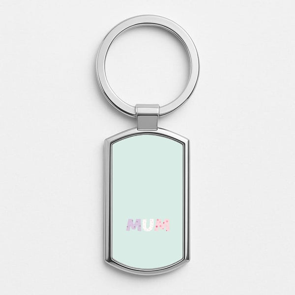 Mum Patchwork Silver Metal Keyring
