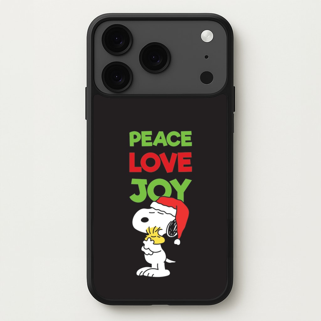 Peace, Love, Joy Christmas Cartoon Beagle iPhone 17 Pro Max Case