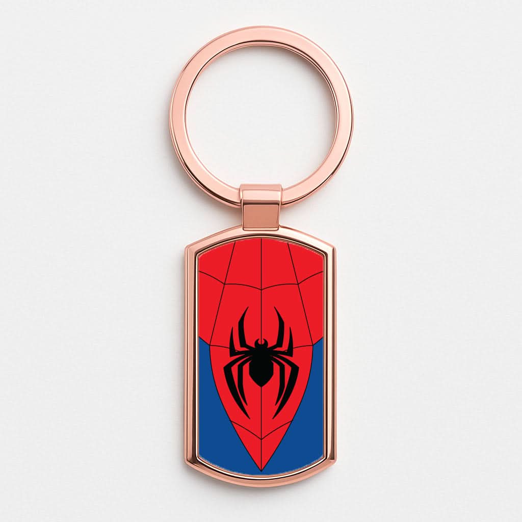 Red And Blue Spider Costume Rose Gold Keyring