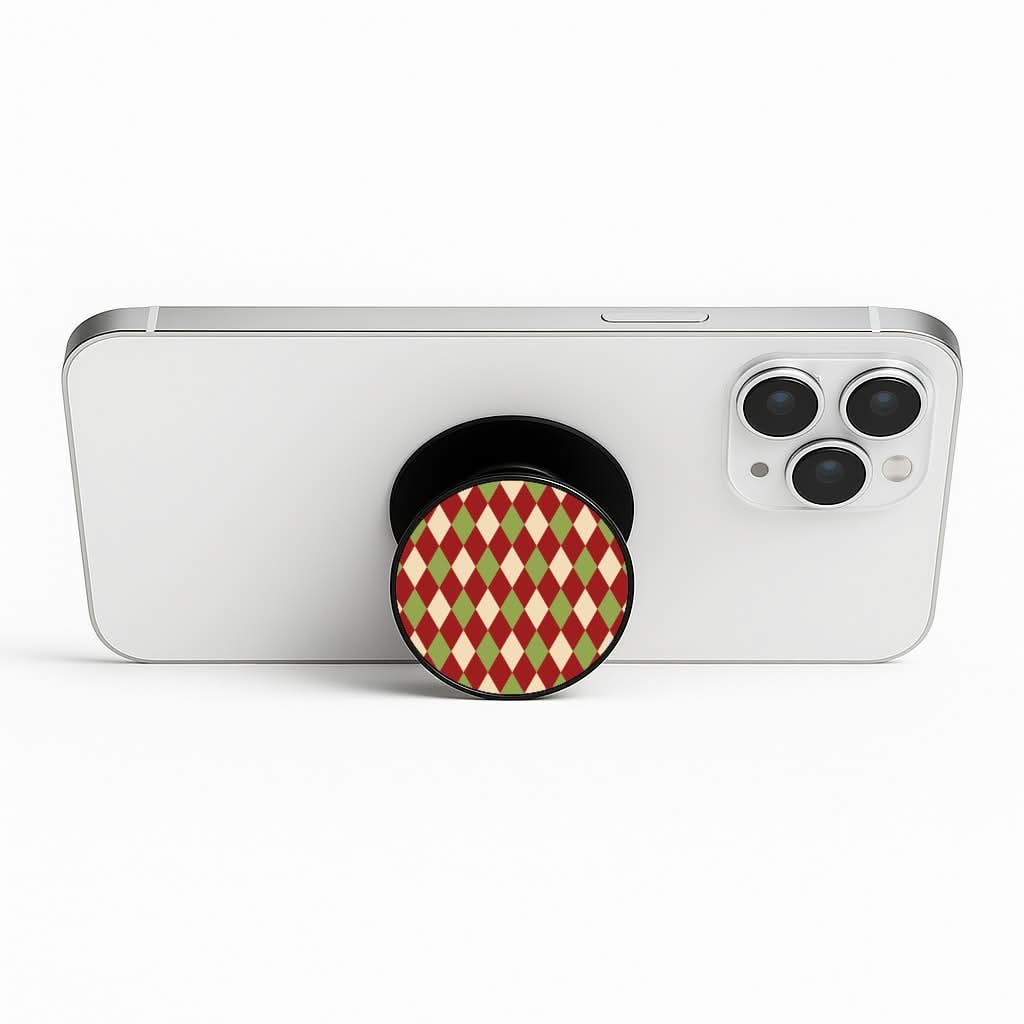 Red And Green Argyle Christmas Pattern Phone Stand