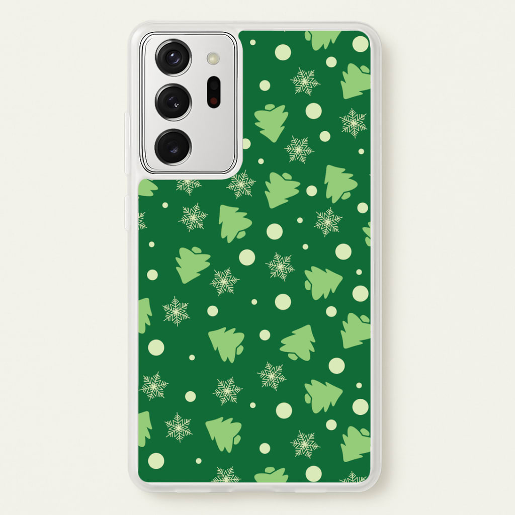Cartoon Christmas Trees And Snowflakes Pattern Galaxy Note 20 Ultra Case