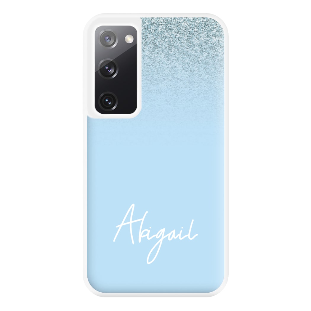 Blue Glitter Personalised Name Galaxy S20FE Case