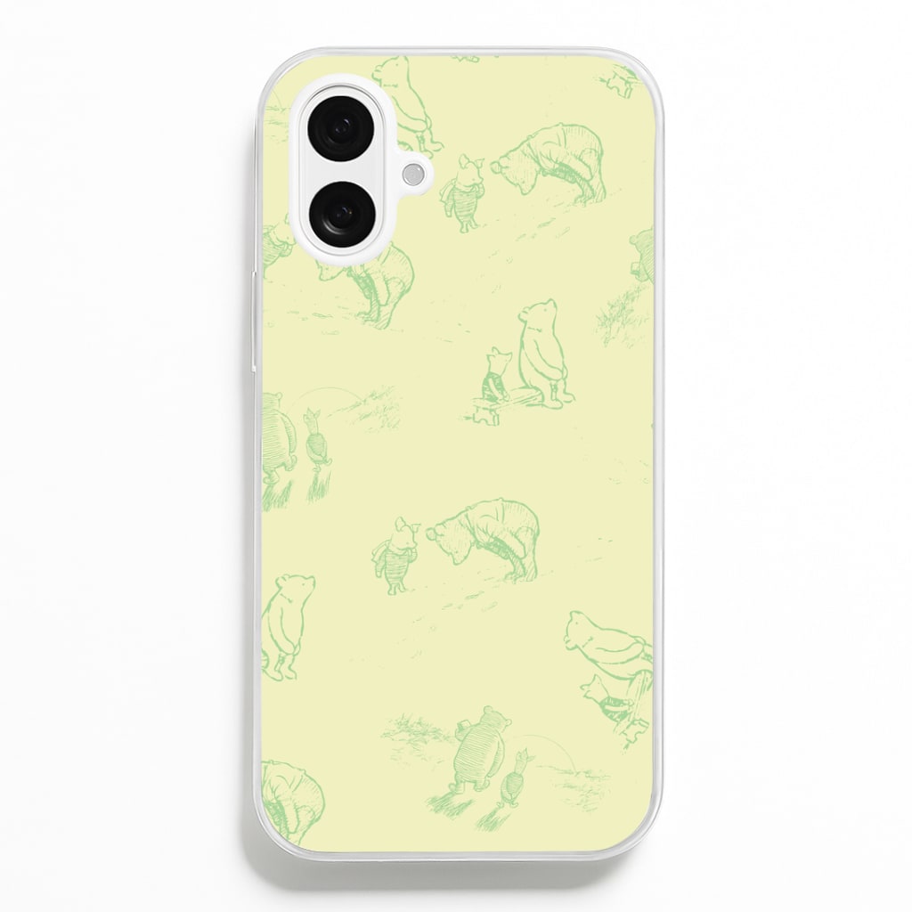 Sketched Winnie Pattern iPhone 16 Plus Case