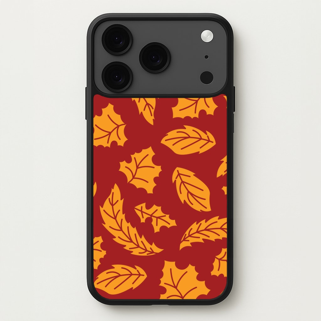 Orange Leaves Pattern iPhone 17 Pro Case