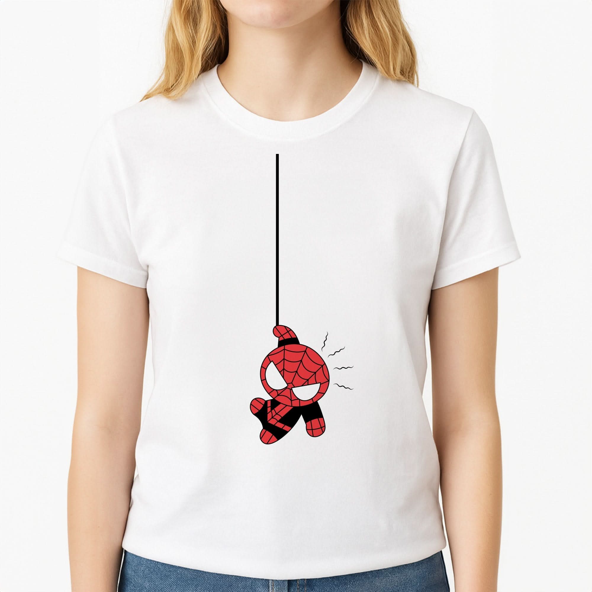 Gray Hanging Spider Hero Womens T-Shirt