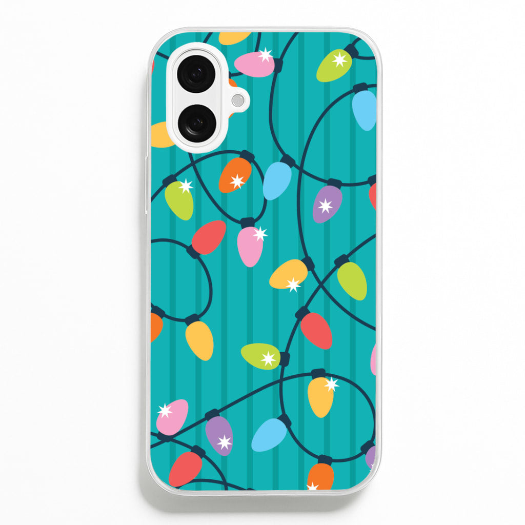 Funky Christmas Lights Pattern iPhone 16 Plus Case