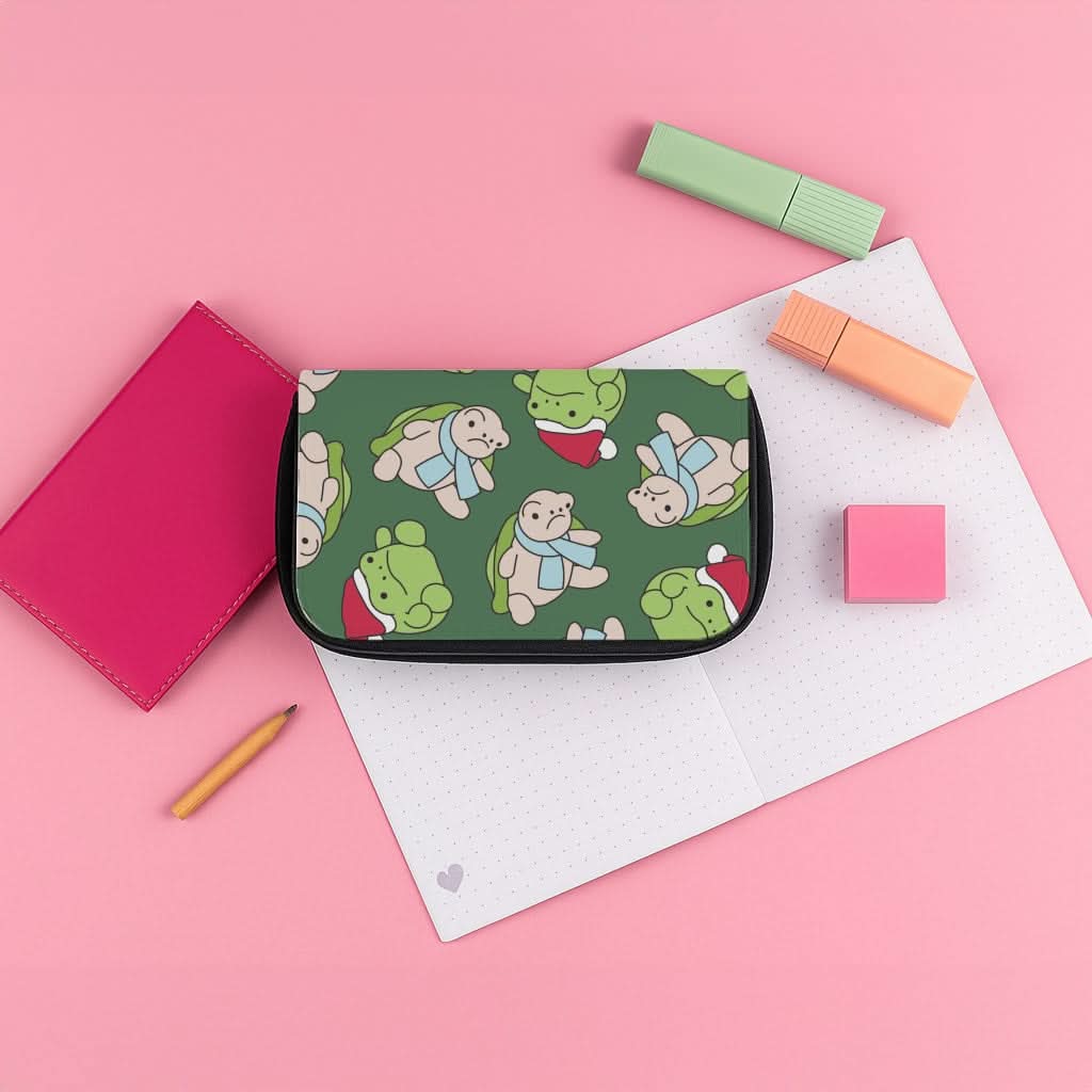 Grumpy Christmas Plushies Pattern Pencil Case