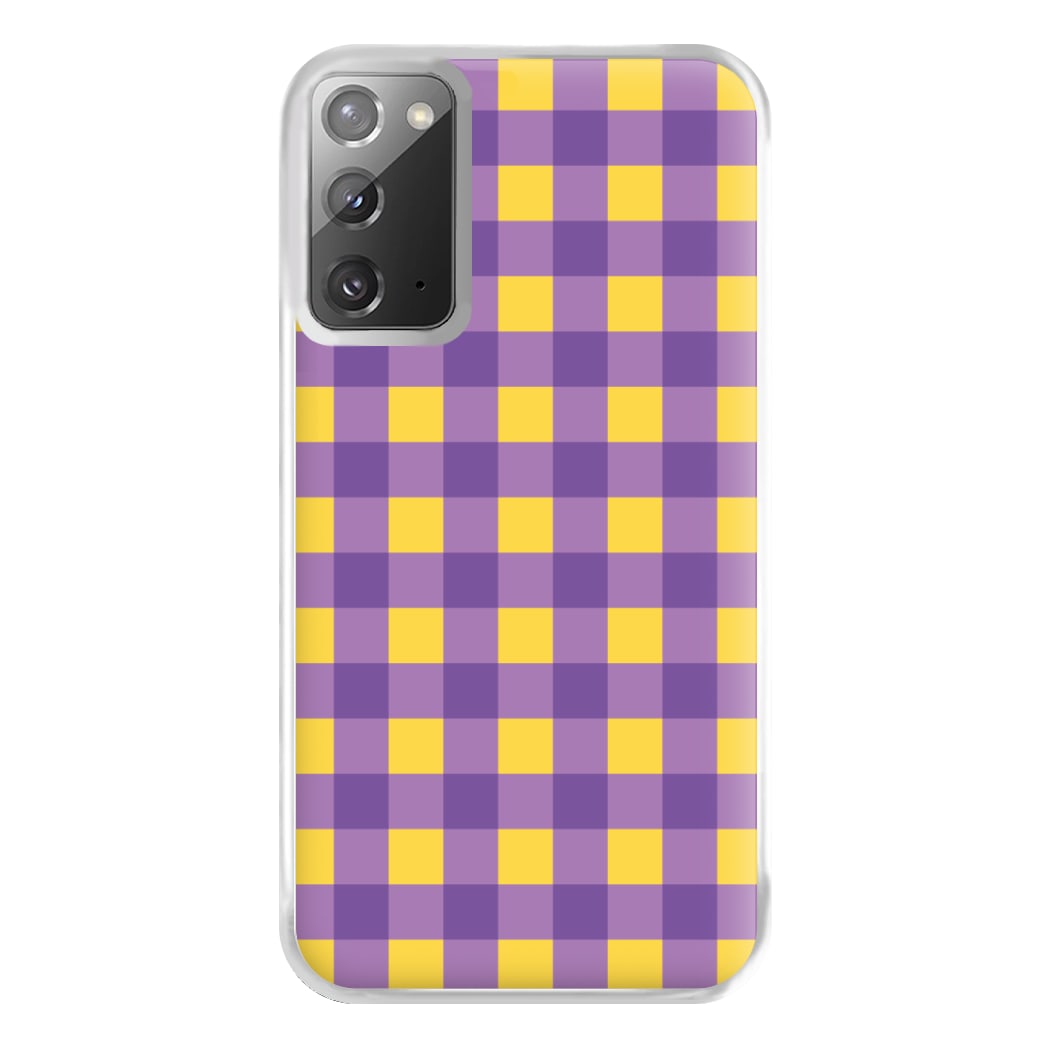 Purple And Yellow Checkered Pattern Galaxy Note 20 Ultra Case