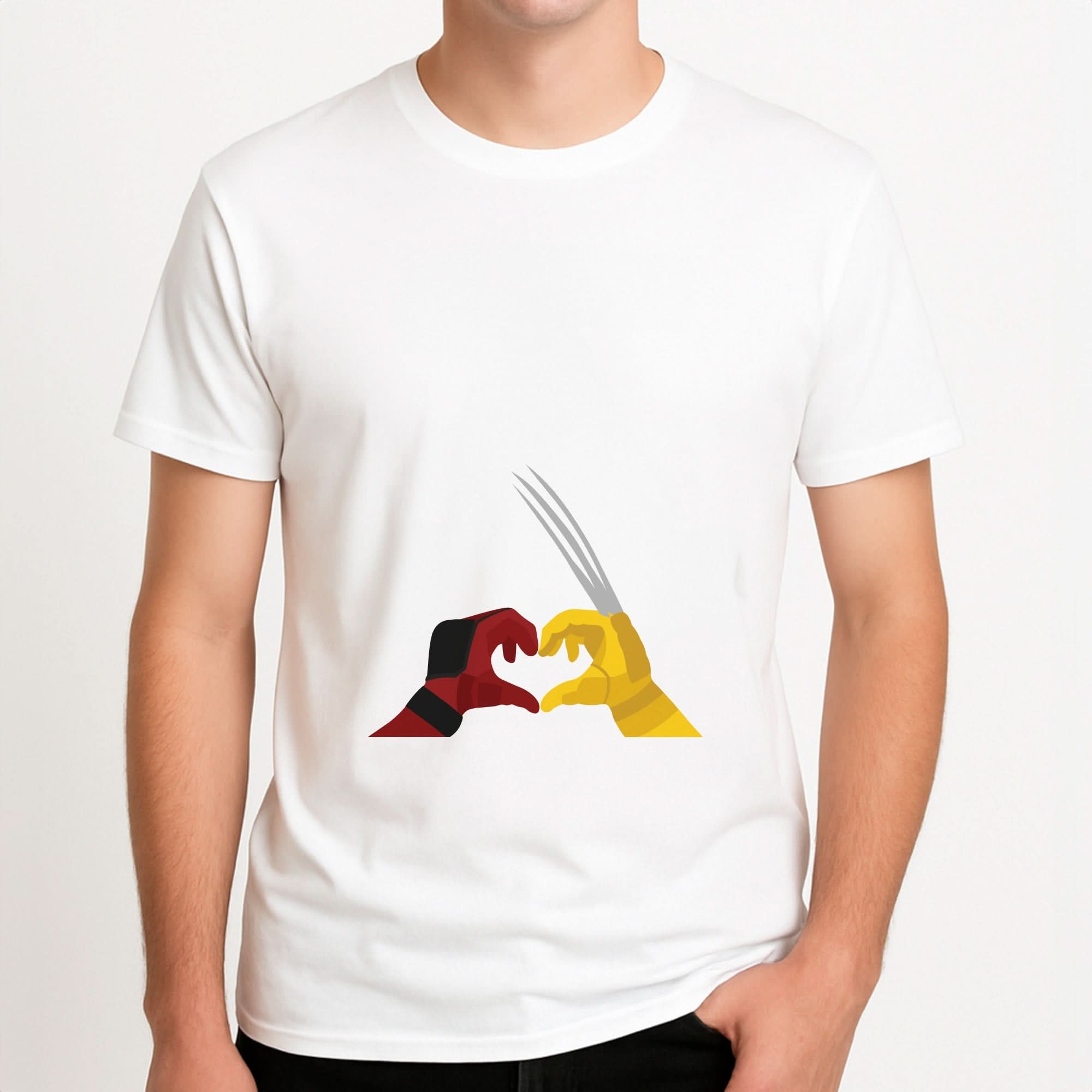Red And Yellow Heroes Love Heart Mens T-Shirt