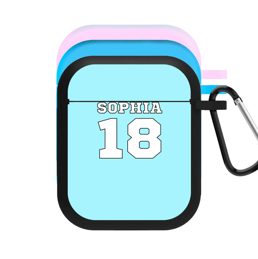 Light Blue - Personalised Football   AirPods Case