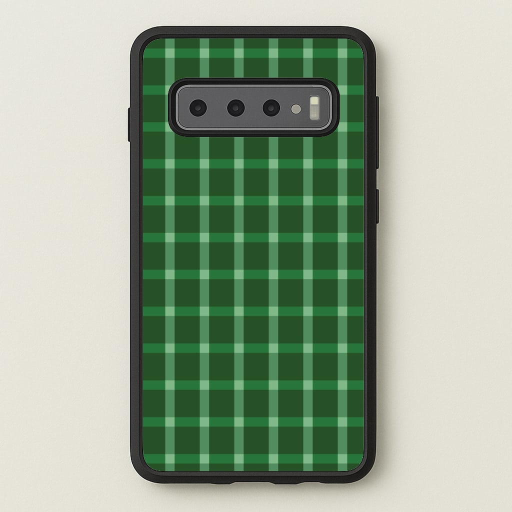 Dark Green Tartan Christmas Pattern Galaxy S10 Plus Case