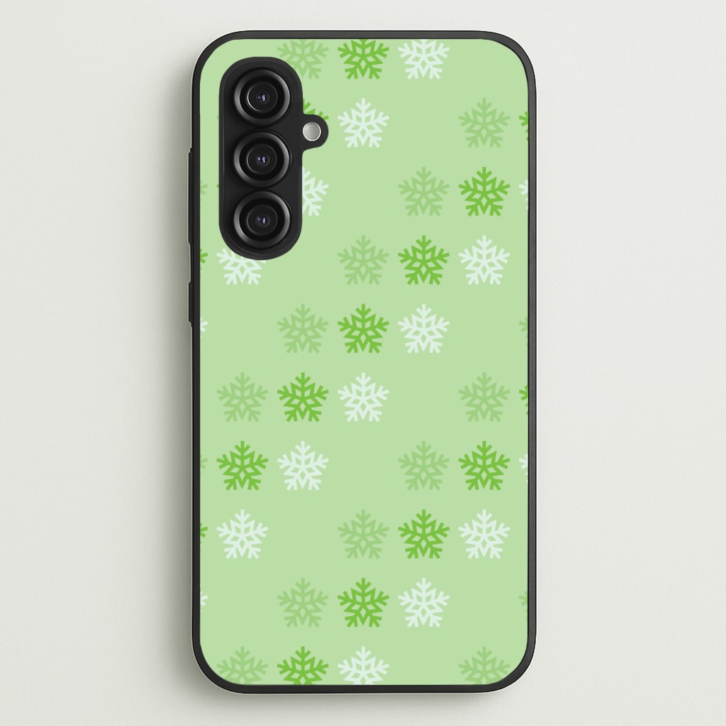Green Slowflakes Christmas Pattern Galaxy S23FE Case