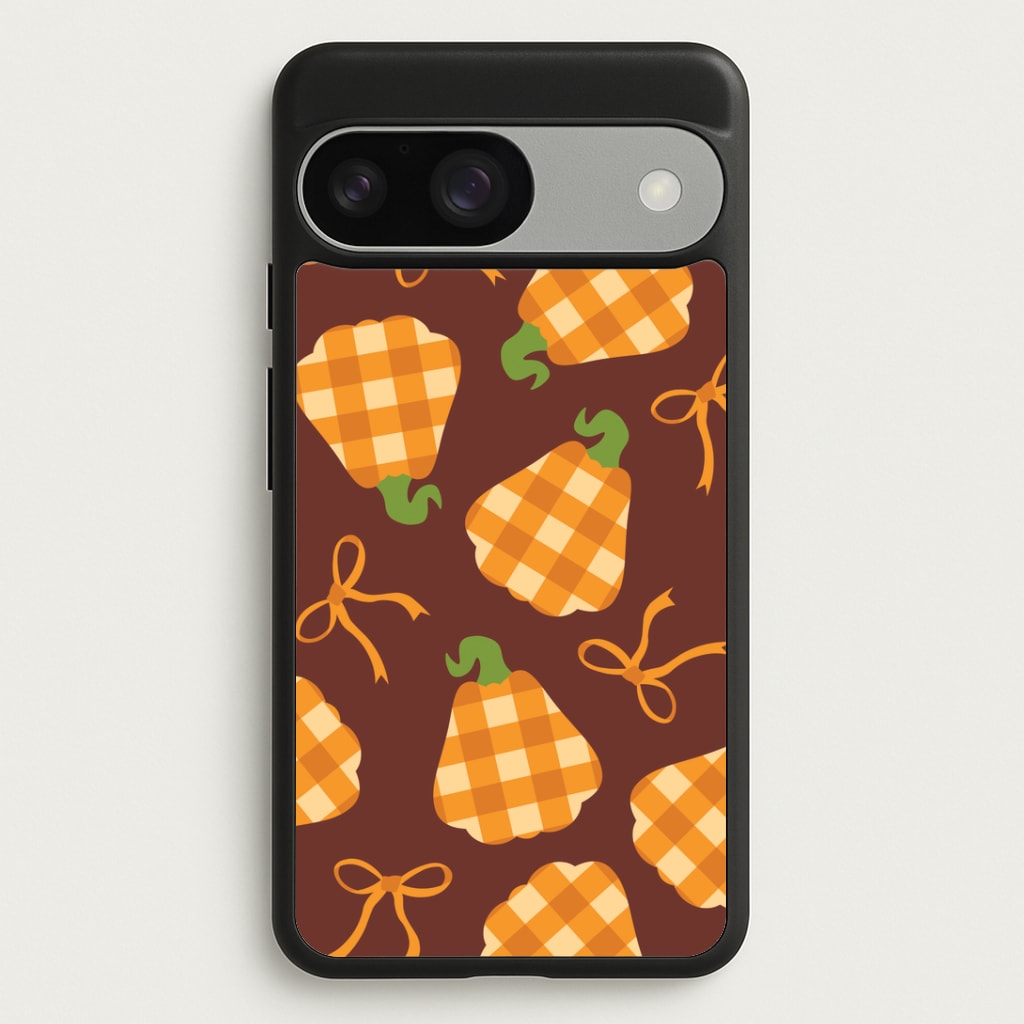 Tartan Pumpkins And Bows Pattern Google Pixel 9 / 9 Pro Case