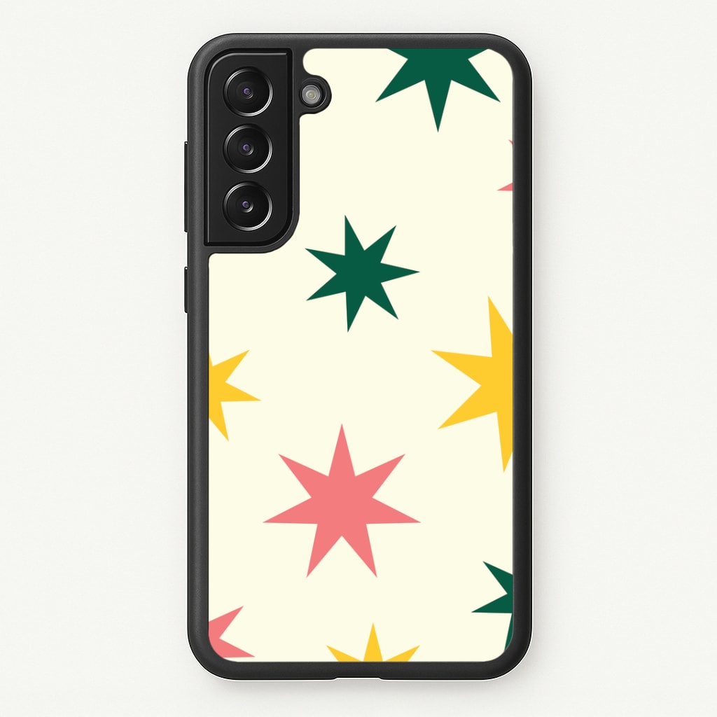 Colourful Christmas Stars Pattern Galaxy S21 Case
