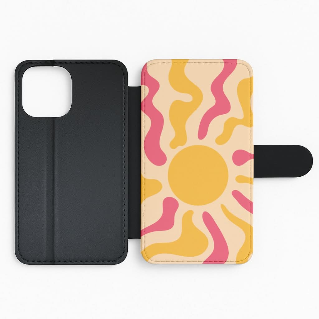 Yellow And Pink Abstract Sun Flip Phone Case