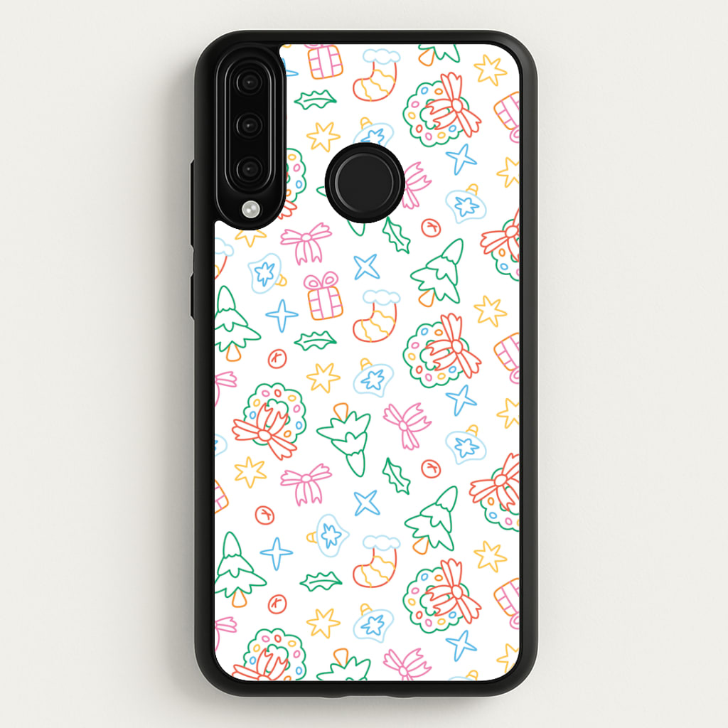 Neon Christmas Icons Pattern II Huawei P30 Lite Case