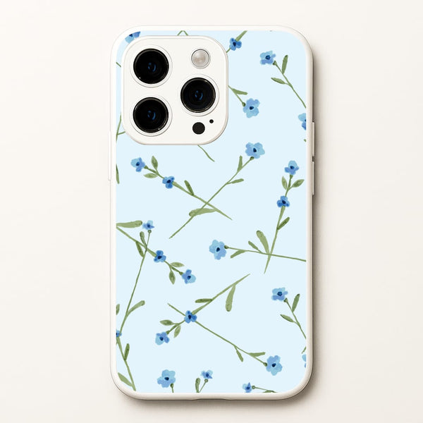 Baby Blue Floral Pattern iPhone 14 Pro Case