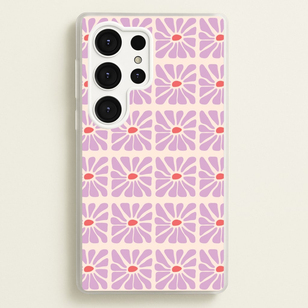 Square Abstract Flowers Mauve Galaxy S25 Ultra Case
