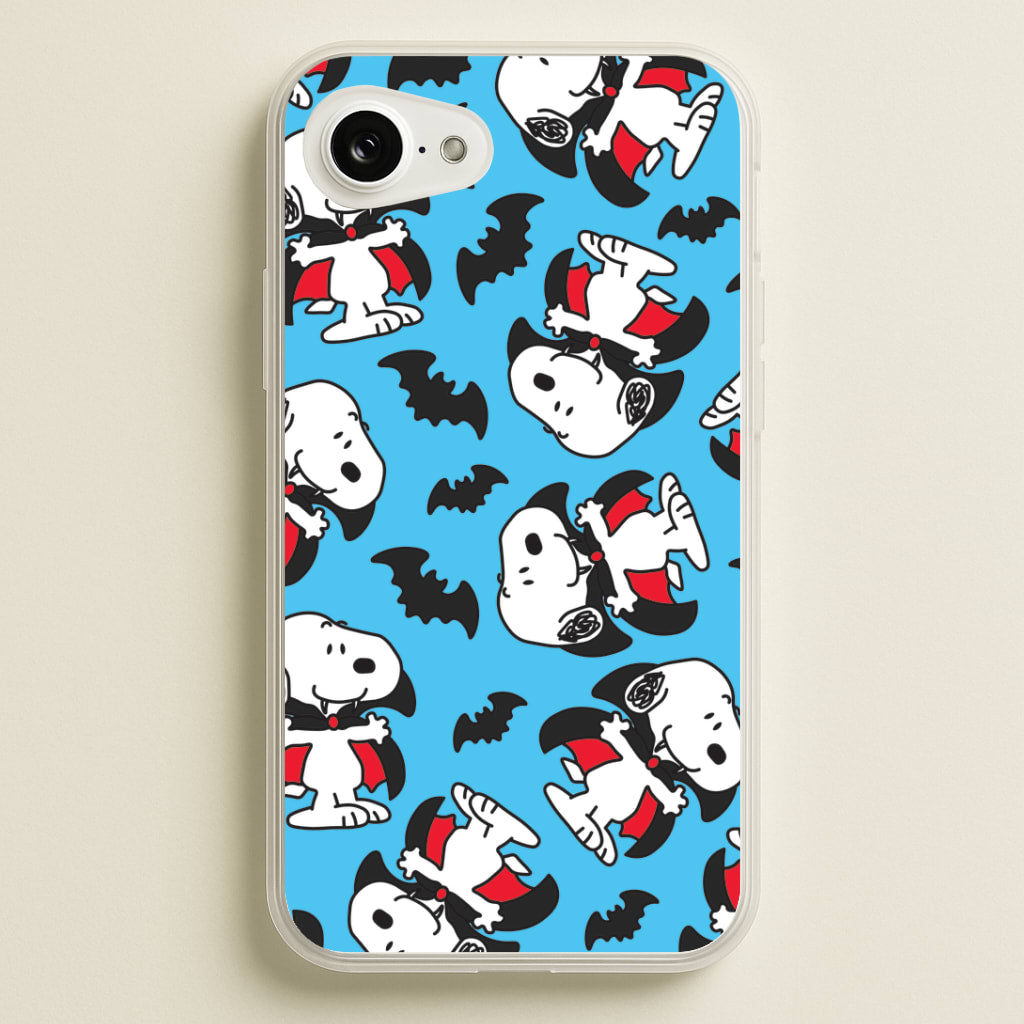 Cartoon Beagle Vampire And Bats Pattern iPhone 16e Case