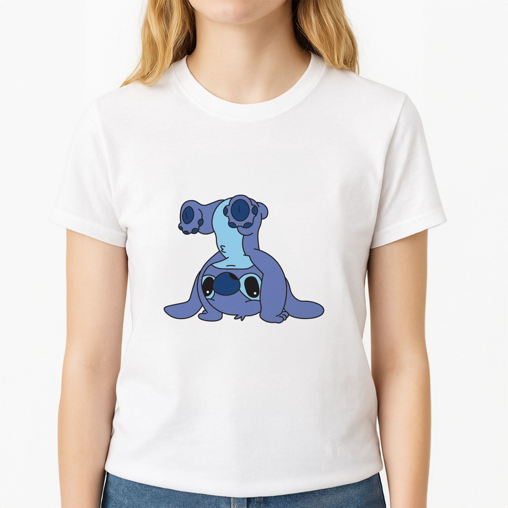 Cute Blue Alien Handstand Womens T-Shirt