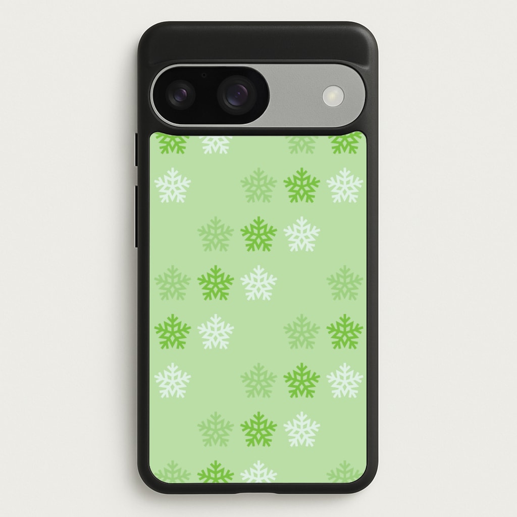 Green Slowflakes Christmas Pattern Google Pixel 9 / 9 Pro Case