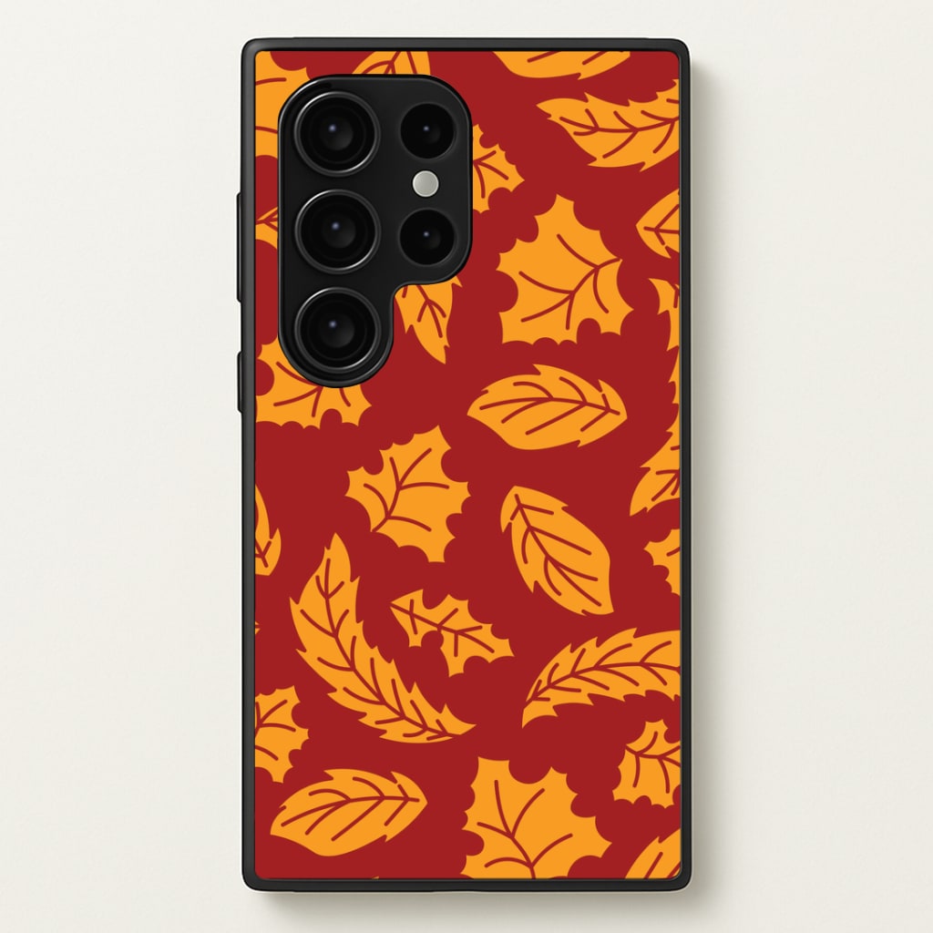 Orange Leaves Pattern Galaxy S24 Ultra Case