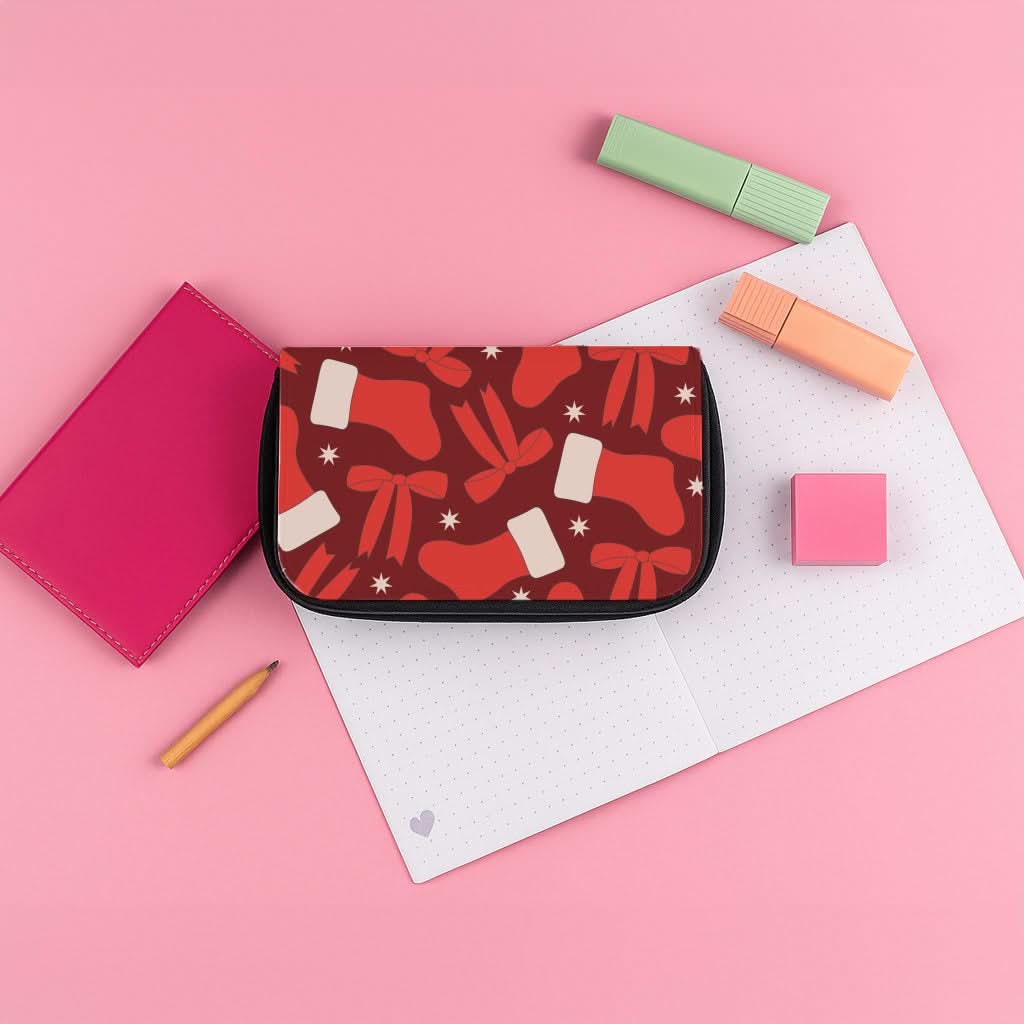 Stockings And Bows Pattern Pencil Case