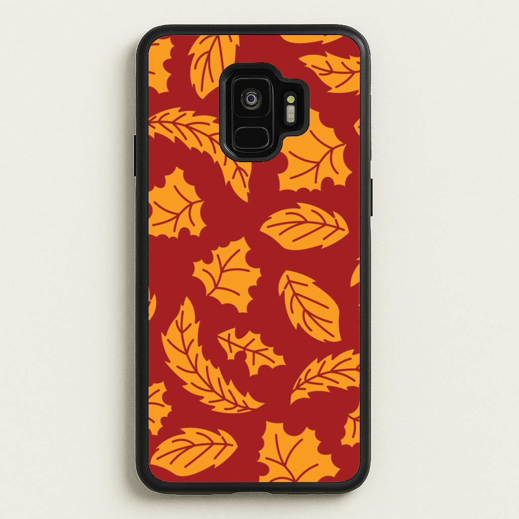 Orange Leaves Pattern Galaxy S9 Case