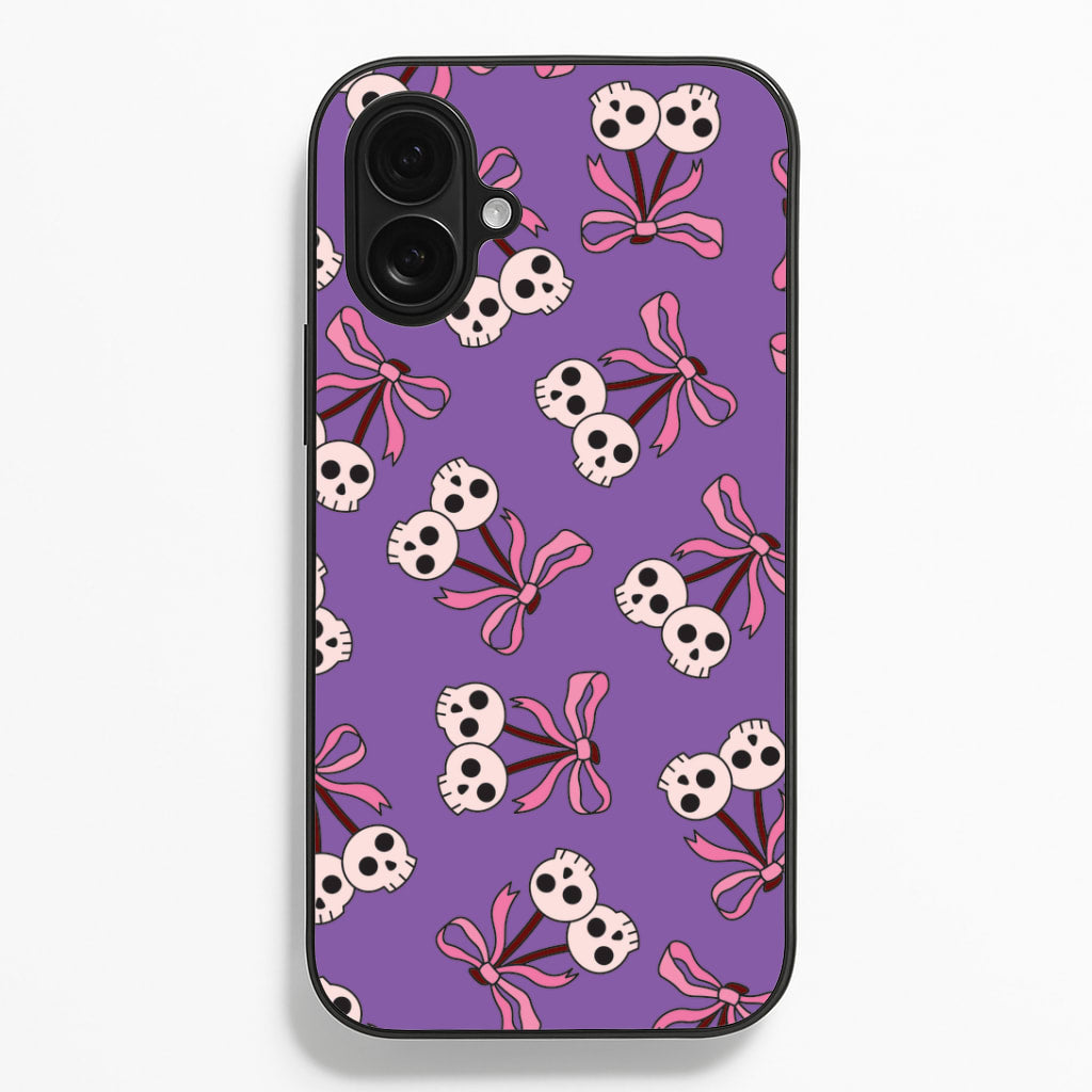 Cherry Skulls Pattern iPhone 16 Plus Case