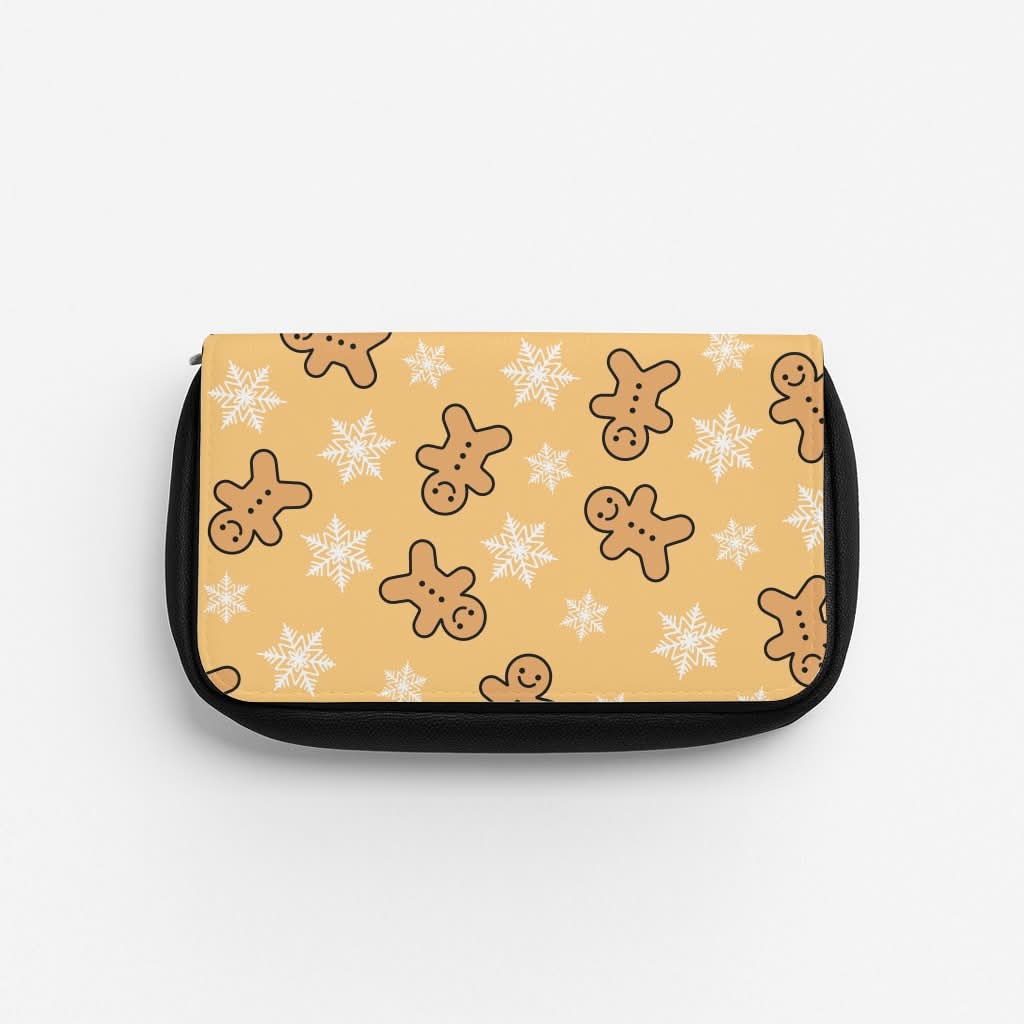 Cute Gingerbread And Snowflakes Pattern Pencil Case