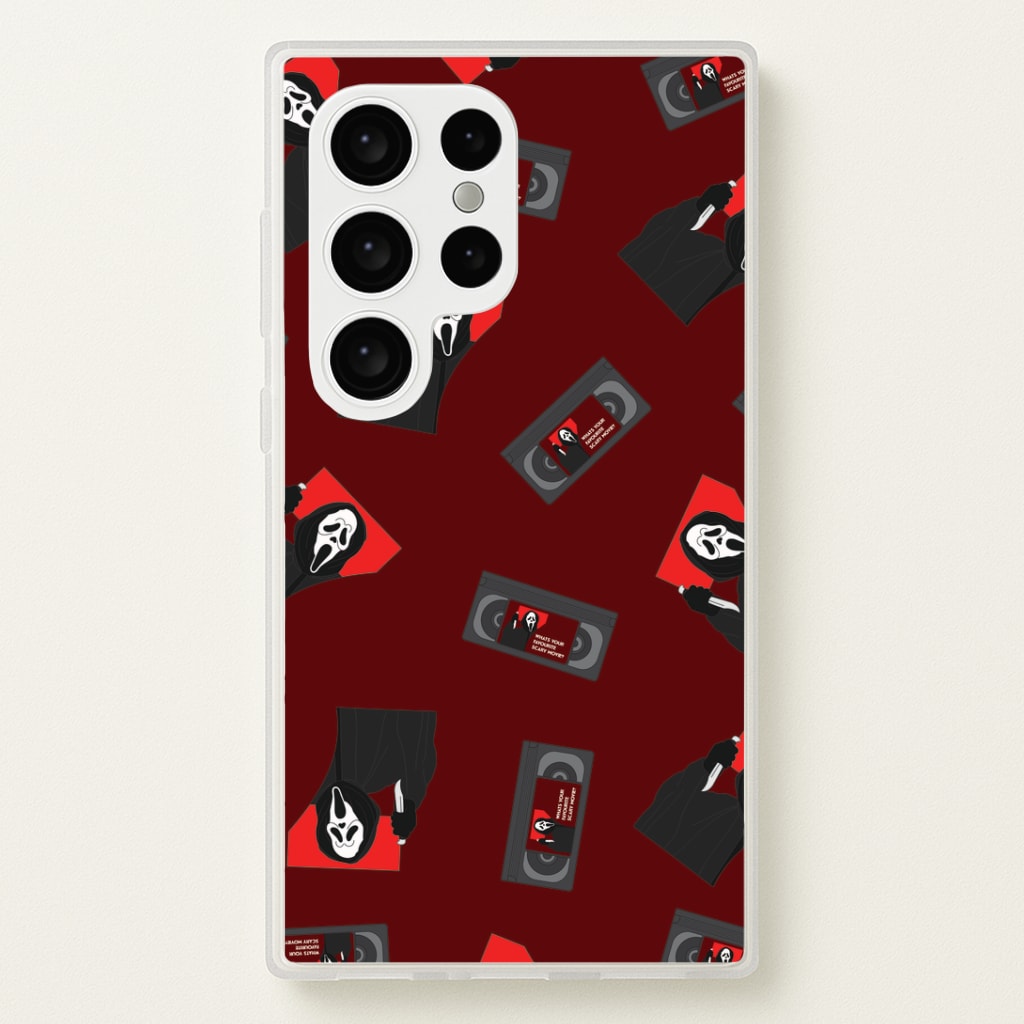 VHS & Ghostface Pattern Galaxy S24 Ultra Case